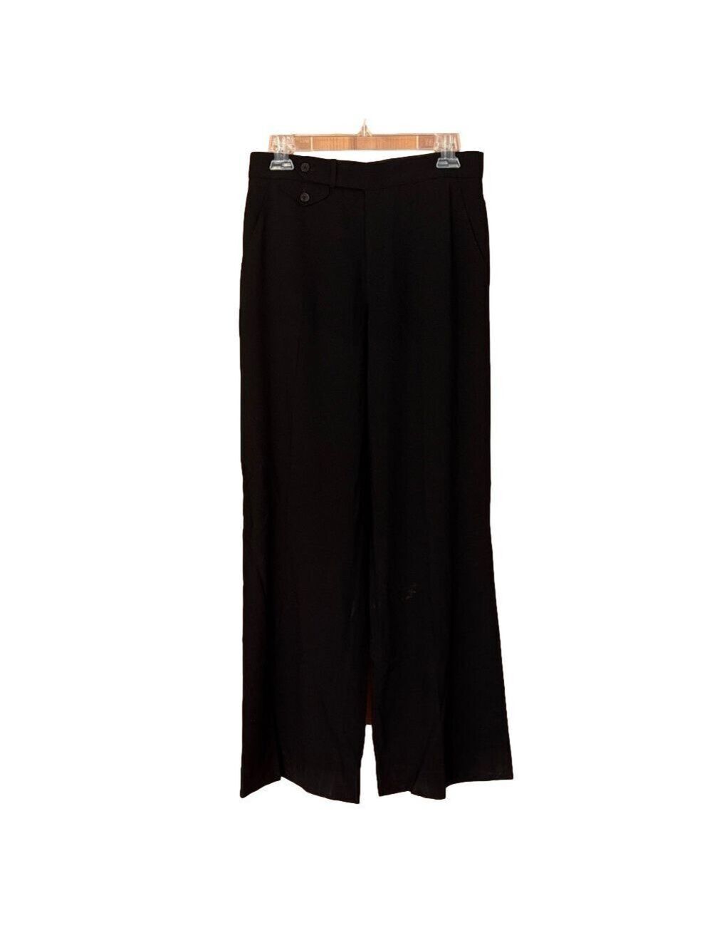Ralph Lauren Purple Label Black 100% Virgin Wool Wide Leg Dress Pants Size 6